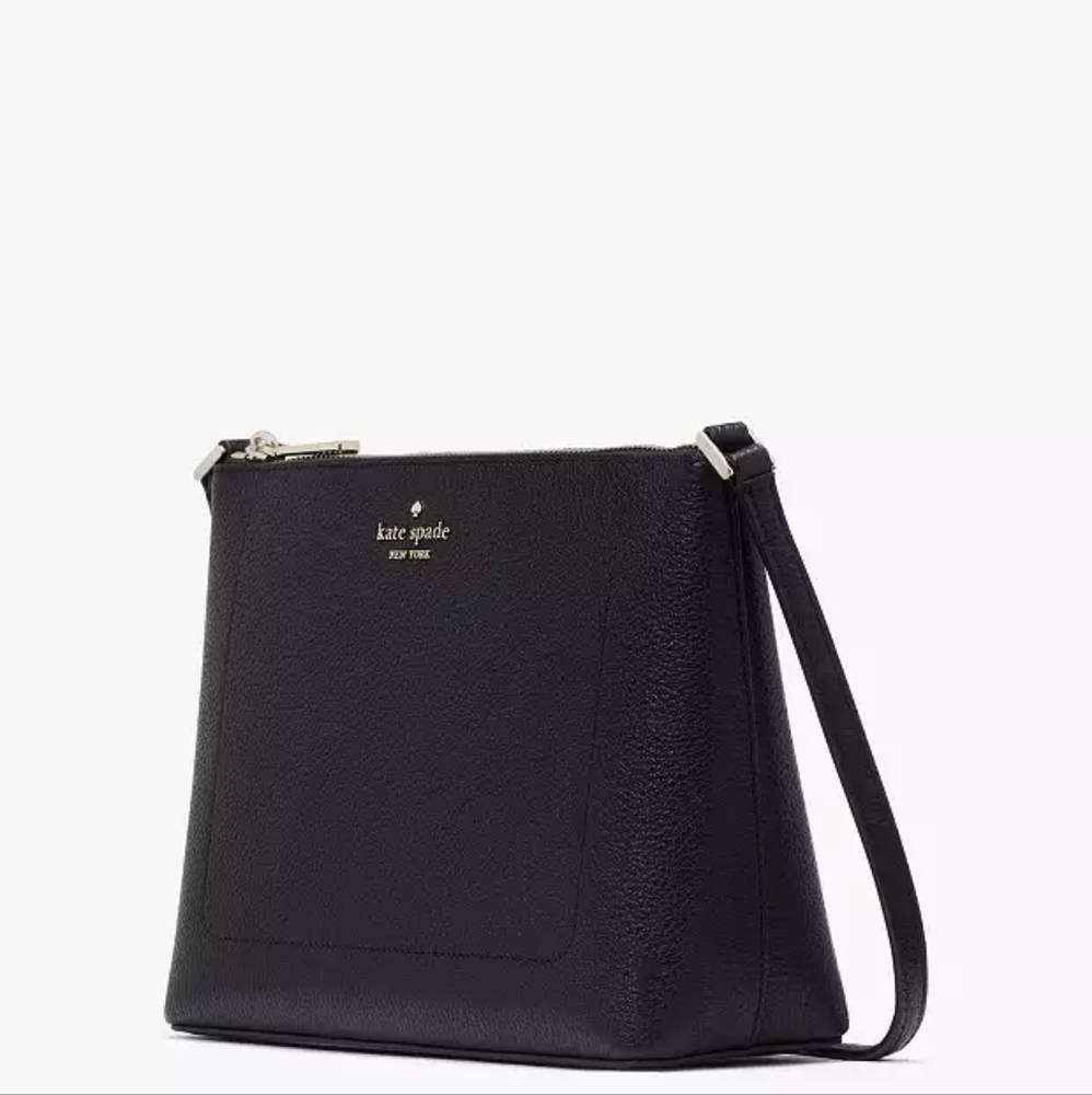Kate Spade New York Pebbled Leather Black Leila KG464 Medium Crossbody Purse NWT - Picture 4 of 12
